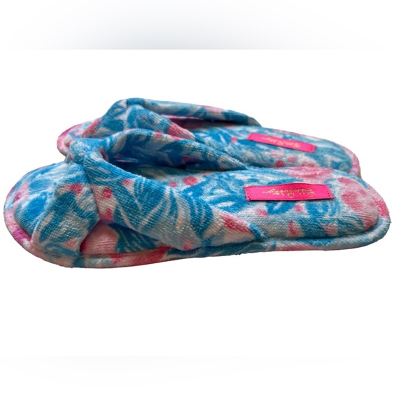 Lilly Pulitzer My Little Peony Women’s 7/8 Terry Slippers Bondi Blue Sandals - Picture 6 of 10